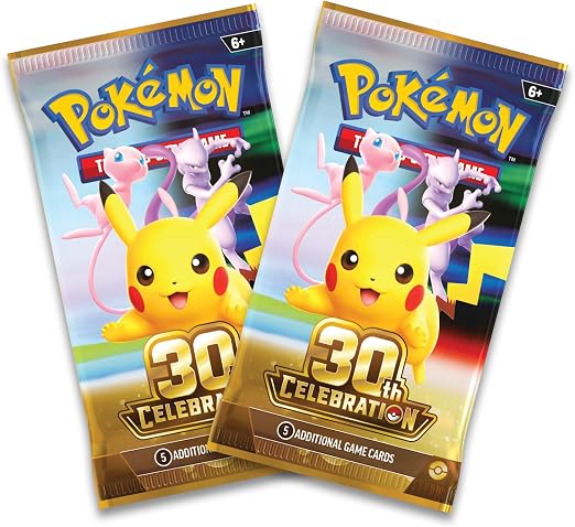 Pokémon TCG: 30th Celebration Mini Tin - Pikachu (Day) (1 Sticker, 1 Picture Card & 2 Booster Packs)