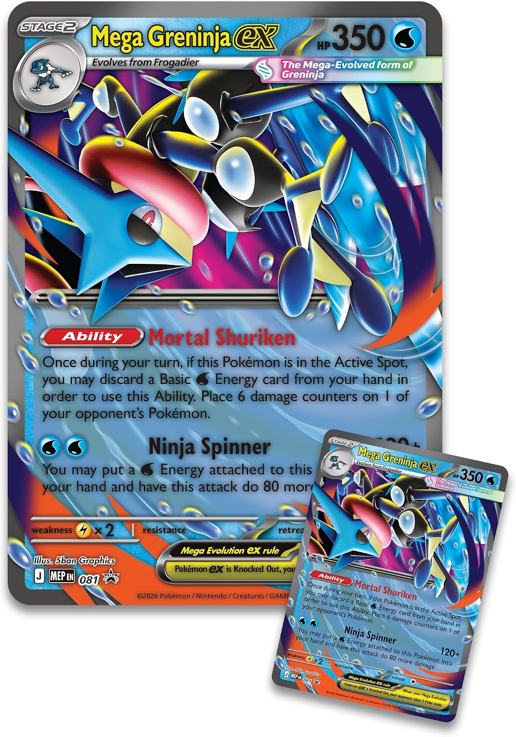Pokémon TCG: Mega Greninja ex Premium Collection (1 Foil Promo Card, 1 Oversize Lenticular Card & 8 Booster Packs)