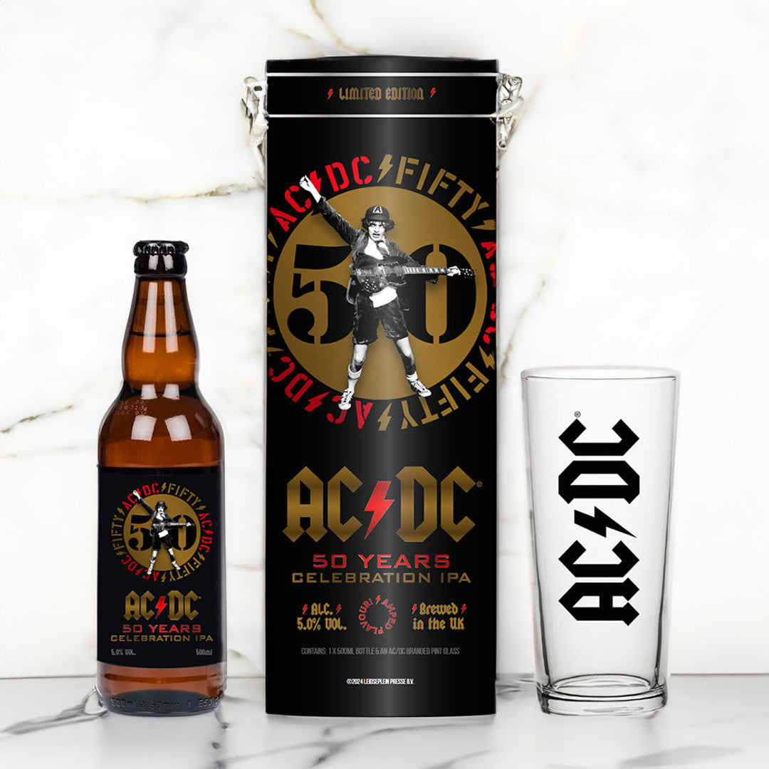 AC/DC 50th Anniversary Beer & Glass Tin