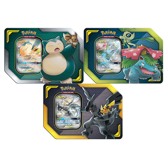 Pokemon - Tag Team GX Tin Set (Pikachu & Zekrom-GX, Eevee & Snorlax-GX, or Celebi & Venusaur-GX)