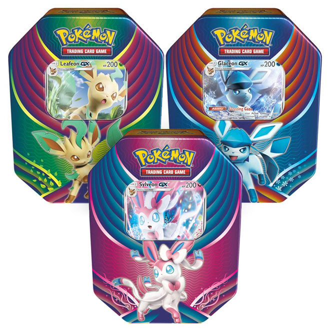 Pokemon - Evolution Celebration - Leafeon-GX, Glaceon-GX, & Sylveon-GX Tins