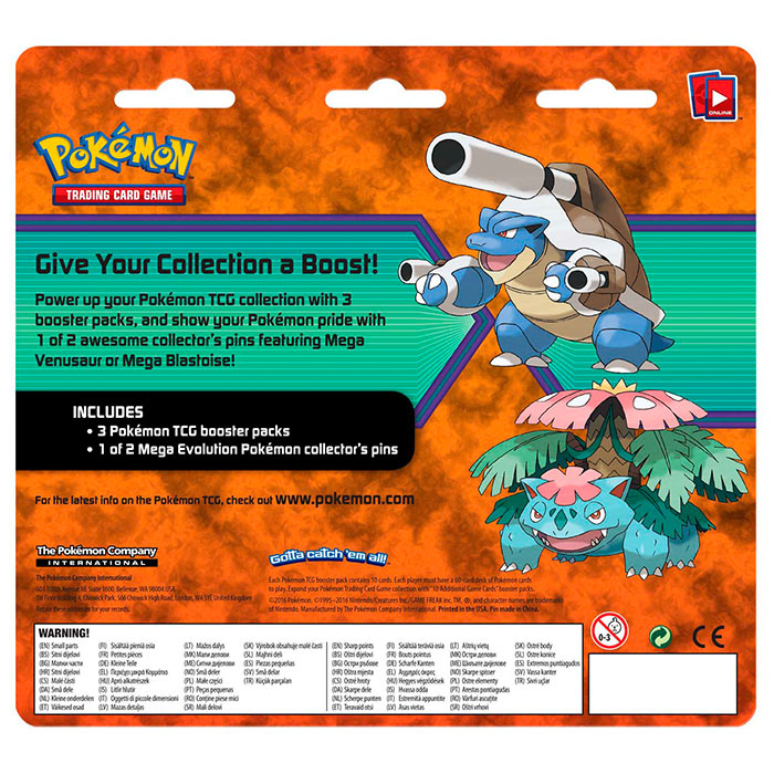 XY - MEGA Venusaur & MEGA Blastoise - 3 Pack Pin Blister Set