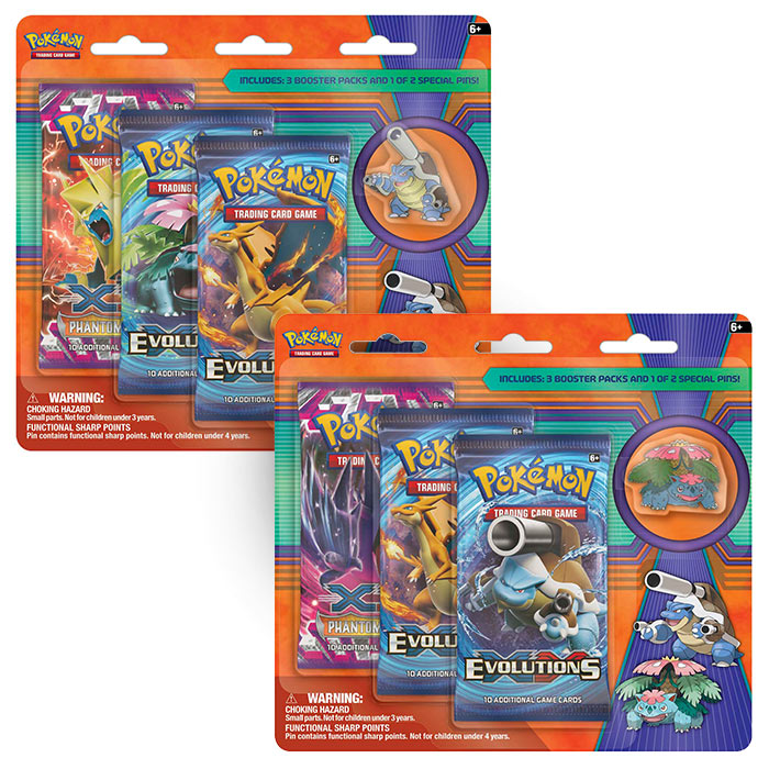 XY - MEGA Venusaur & MEGA Blastoise - 3 Pack Pin Blister Set
