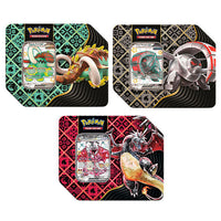 Pokemon - Scarlet & Violet - Paldean Fates - Shiny Tera Charizard, Iron Treads & Great Tusk - 7" ex Tins