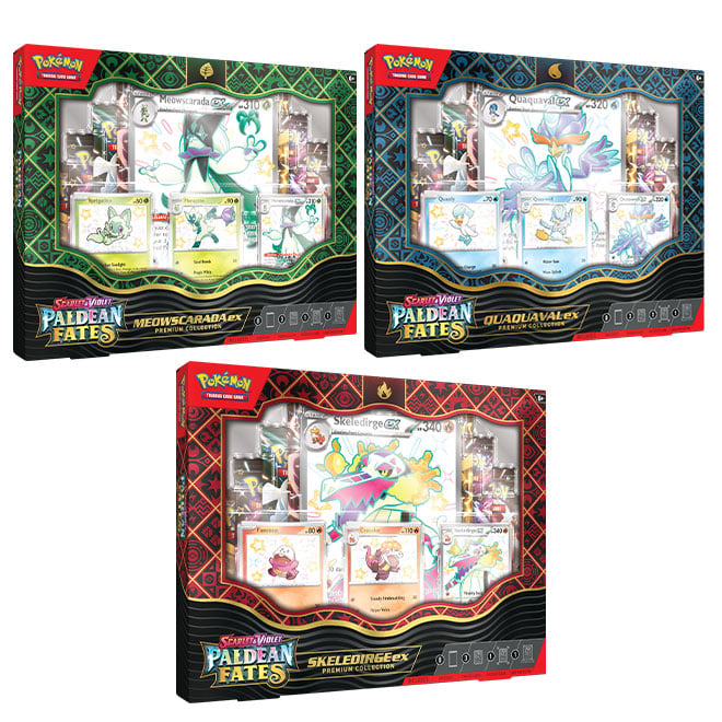 Pokemon - Scarlet & Violet - Paldean Fates - Premium Collection - Shiny Quaquaval, Meowscarada & Skeledirge ex