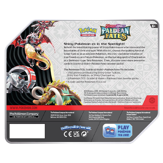 Pokemon - Scarlet & Violet - Paldean Fates - 7" Tin - Shiny Iron Treads ex