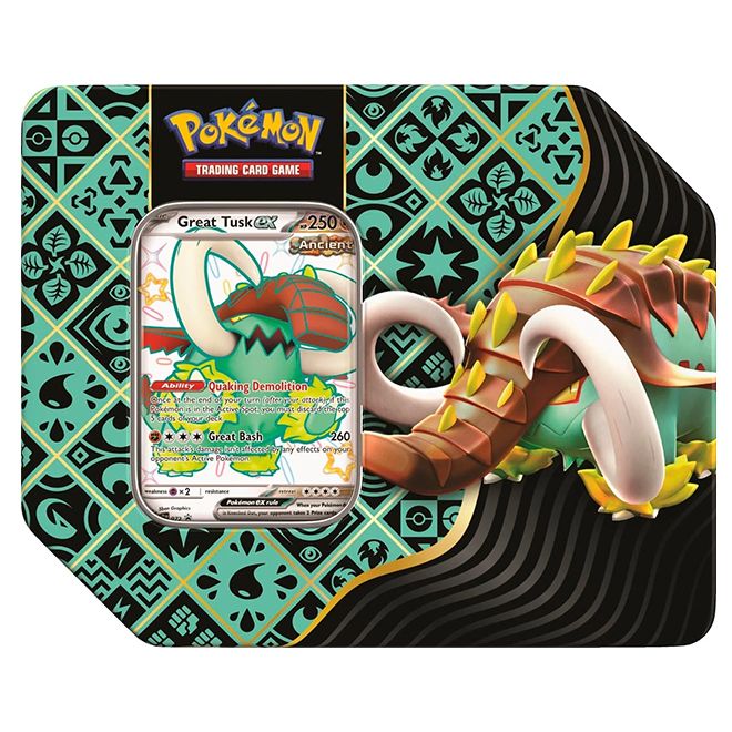 Pokemon - Scarlet & Violet - Paldean Fates - Shiny Tera Charizard, Iron Treads & Great Tusk - 7" ex Tins