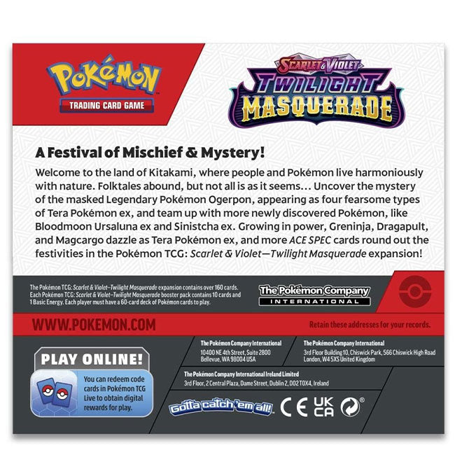 Pokemon - Scarlet & Violet - Twilight Masquerade - Booster Box (36 Boosters) Back